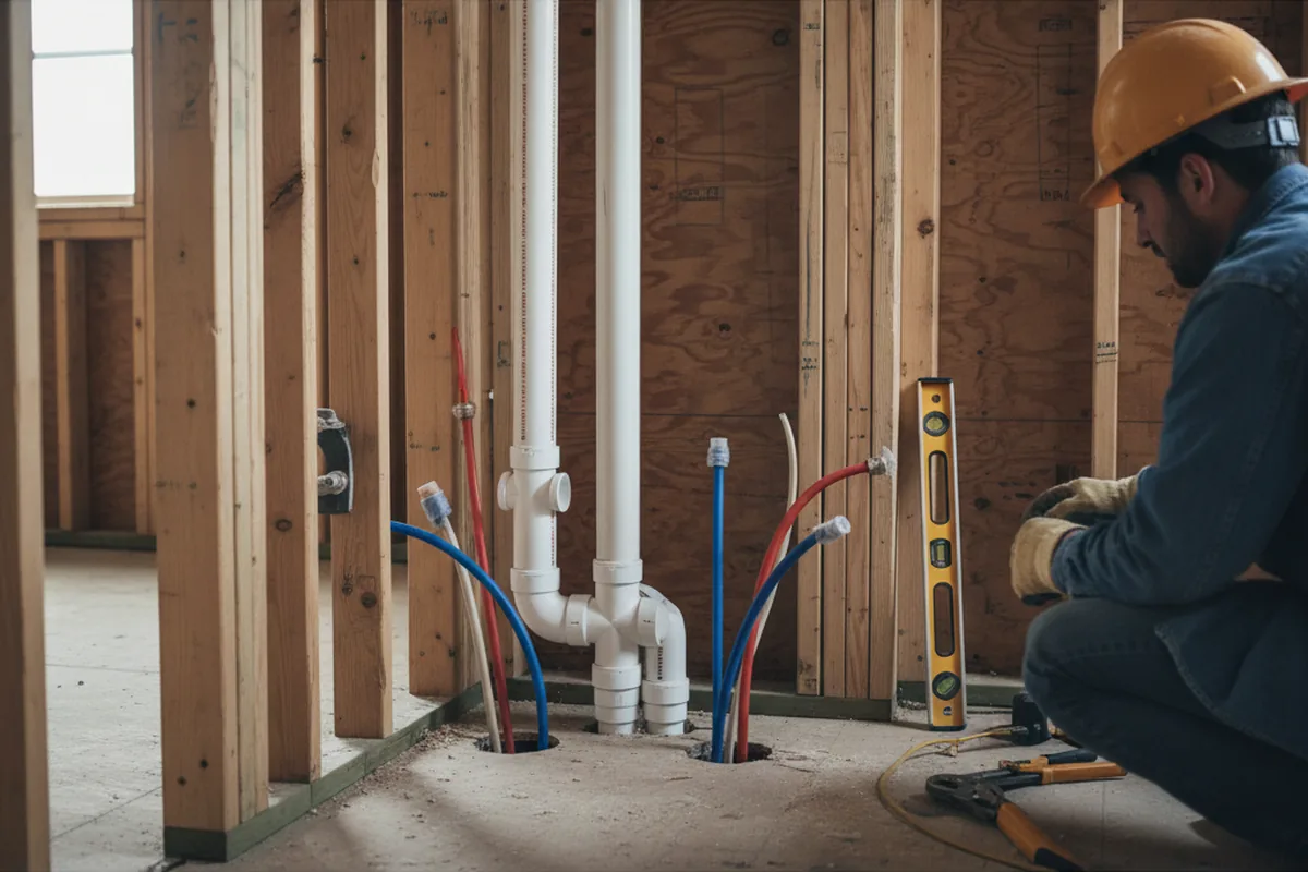 Drain and supply rough-in during Garbage Disposal Repair in Betsy Layne